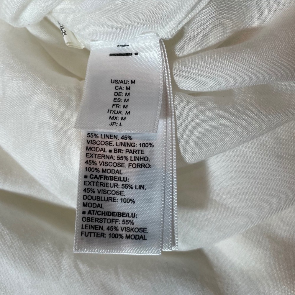 The Drop Carlota Strapless Linen Blend Midi Dress Ivory White Smocked Back M NEW - Picture 5 of 7